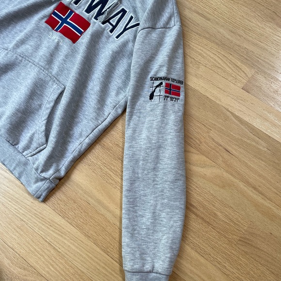 Gray Scandinavian Explorer NORWAY Hoodie Size Small - Picture 5 of 12